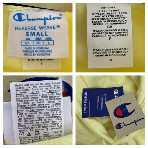 Champion Reverse Weave Lemon Yellow Thick Cropped Hoodie New Nwt Size Small - Picture 15 of 16